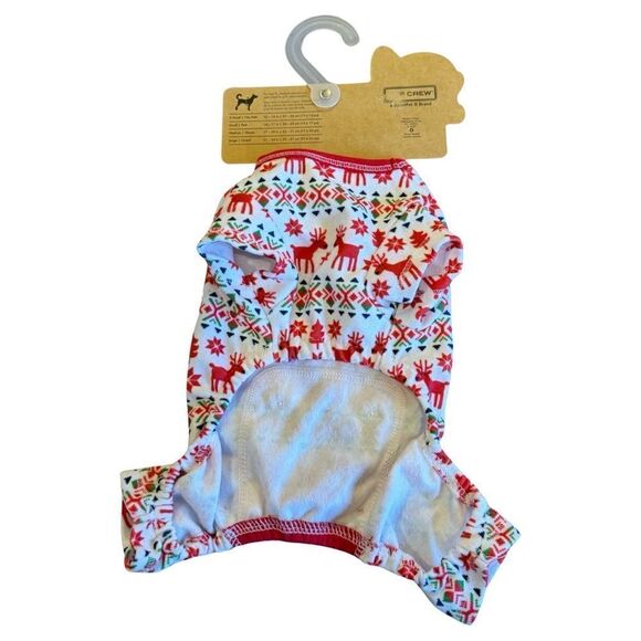 Pup Crew Red & White Reindeer Fairisle Knit Pet Pajamas XS NWT - Picture 4 of 8